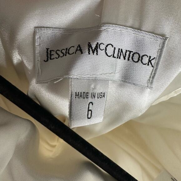 Vintage Jessica McClintock White Strapless Bubble Hem Dress Y2K Prom Size 6 - Picture 5 of 6